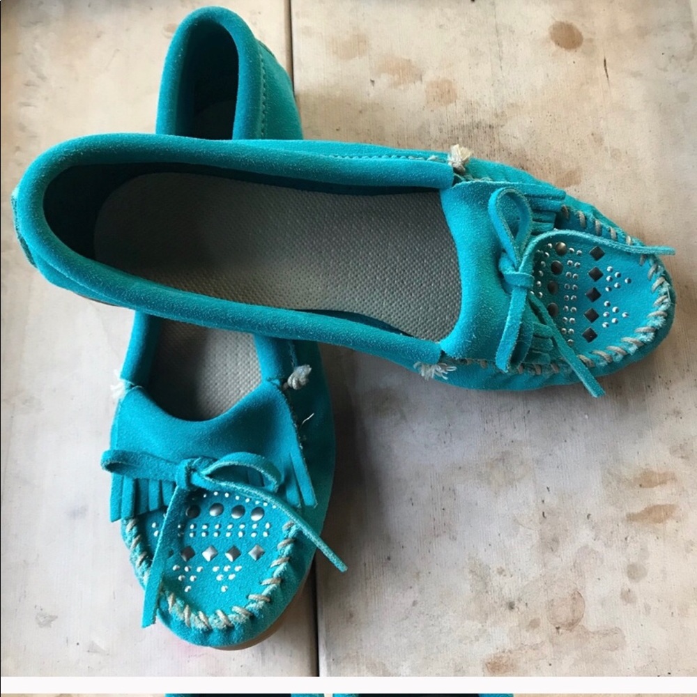 ✨Turquoise leather moccasin